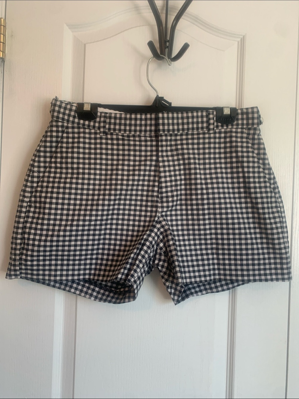 Banana Republic Black & White Gingham Flat-Front Shorts
